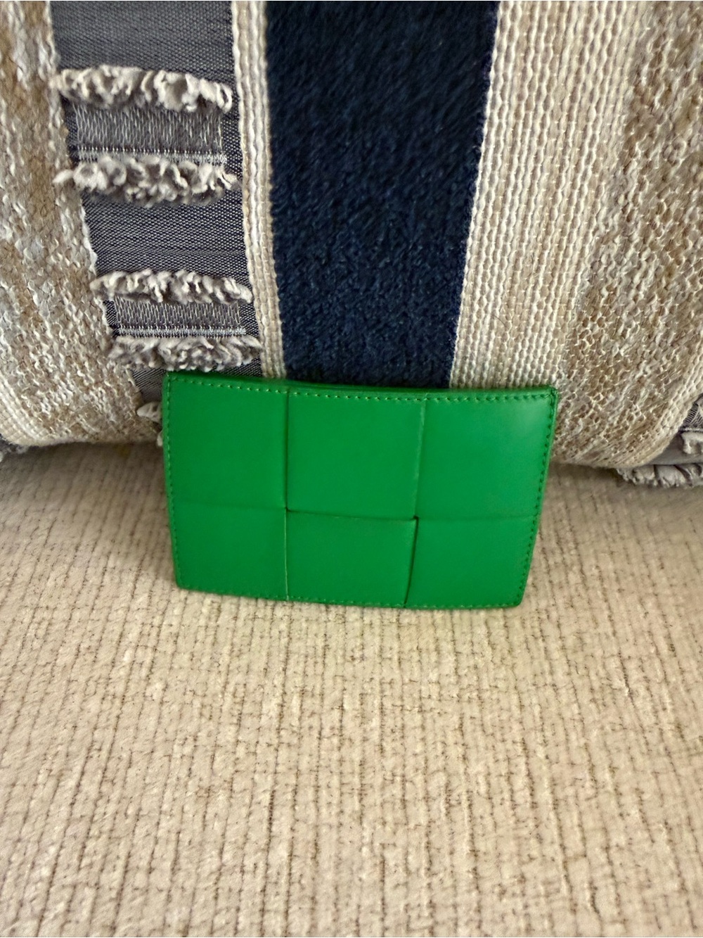 Bottega Veneta Green Cassette Woven Leather card holder